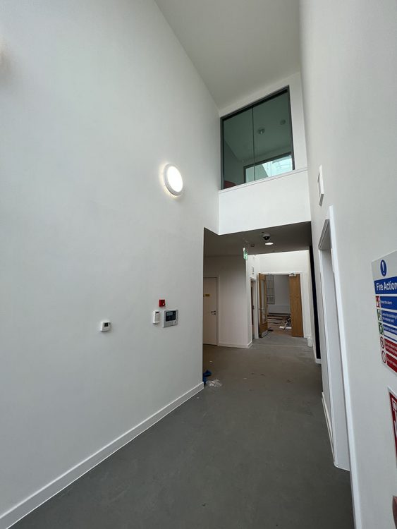 White coated walls in a hallway